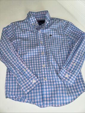 Vineyard Vines Boys Pink & Blue Gingham Button-Down Shirt